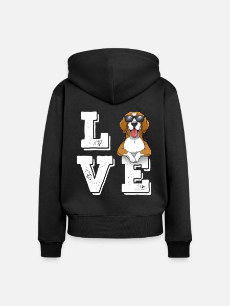 Love Beagle - Frauen Premium Bio Zip Hoodie - Schwarz