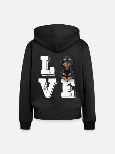 Love Dackel - Frauen Premium Bio Zip Hoodie - Schwarz