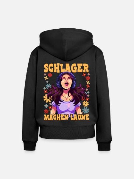 Schlager - Frauen Premium Bio Zip Hoodie - Schwarz