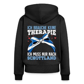 Schottland - Frauen Premium Bio Zip Hoodie - Schwarz - Hinten - Julia (174cm)