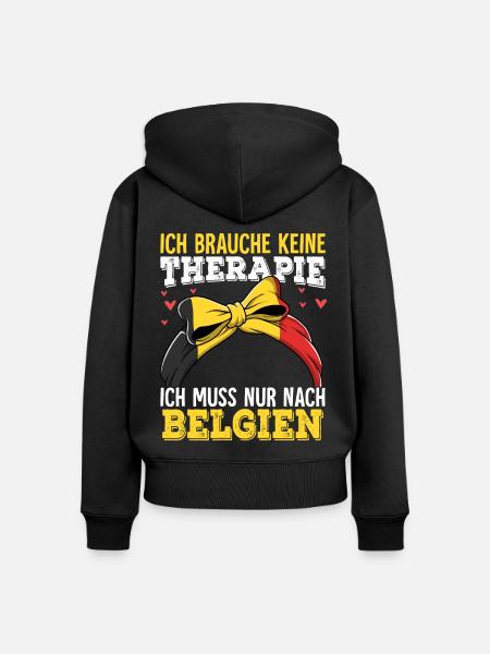 Belgien - Frauen Premium Bio Zip Hoodie - Schwarz
