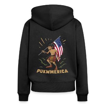 Folklore Fabelwesen Indianer - Frauen Premium Bio Zip Hoodie - Schwarz - Hinten - Julia (174cm)