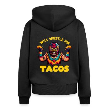 Lutteur mexicain Lucha Libre Taco - Sweat à capuche zippé Premium bio Femme - noir - Dos - Julia (174cm)