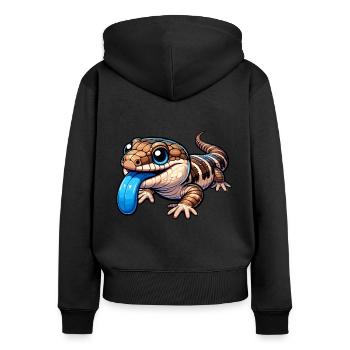 Collectionneur de lézard amoureux des reptiles - Sweat à capuche zippé Premium bio Femme - noir - Dos - Julia (174cm)