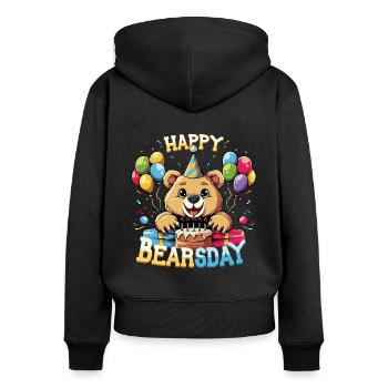 Célébrant de fête de l’amant de l’ours heureux - Sweat à capuche zippé Premium bio Femme - noir - Dos - Julia (174cm)