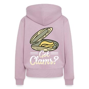 Moules Fruits de mer - Sweat à capuche zippé Premium bio Femme - rose poudré - Dos - Julia (174cm)