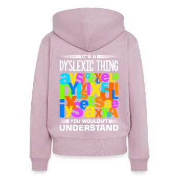 Dyslexie Legasthenie Legastheniker - Frauen Premium Bio Zip Hoodie - Altrosa - Hinten - Julia (174cm)