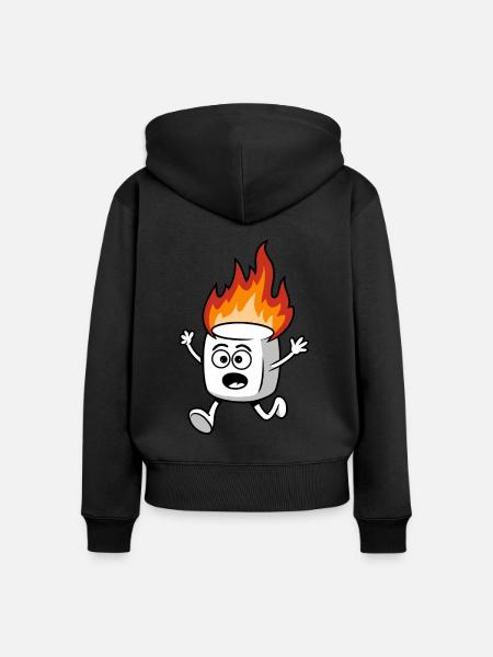 Marshmallow Brennt - Frauen Premium Bio Zip Hoodie - Schwarz
