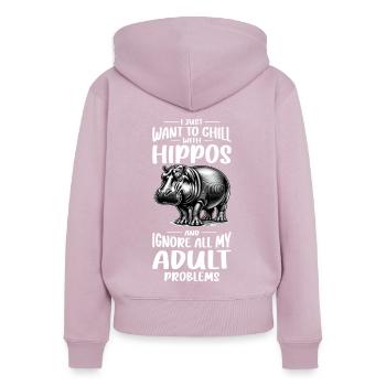 Nilpferd - Frauen Premium Bio Zip Hoodie - Altrosa - Hinten - Julia (174cm)