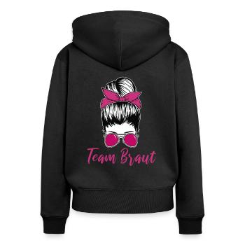 Team Braut - Frauen Premium Bio Zip Hoodie - Schwarz - Hinten - Julia (174cm)