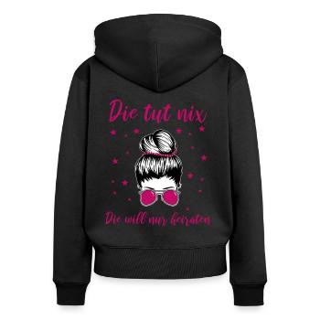 Braut Lustiger Spruch - Frauen Premium Bio Zip Hoodie - Schwarz - Hinten - Julia (174cm)