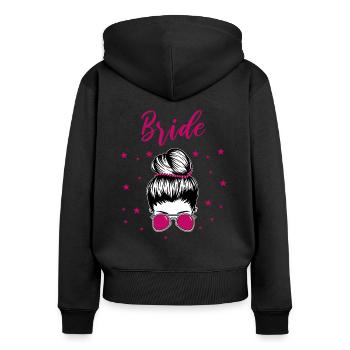 Braut - Frauen Premium Bio Zip Hoodie - Schwarz - Hinten - Julia (174cm)