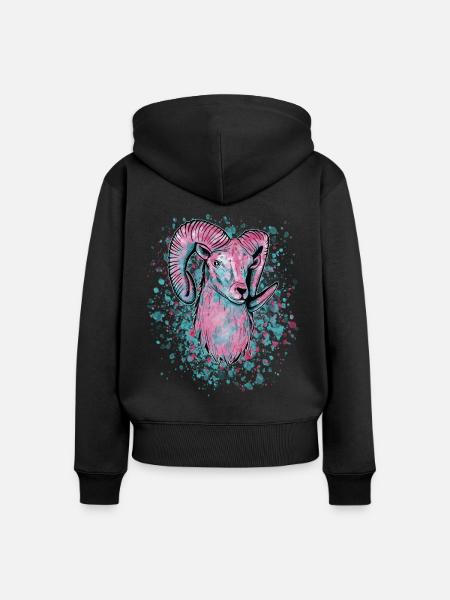 Widder Vaporwave - Frauen Premium Bio Zip Hoodie - Schwarz