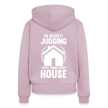 Architecte Cadeau Profession Architecture Emploi Architecte - Sweat à capuche zippé Premium bio Femme - rose poudré - Dos - Julia (174cm)