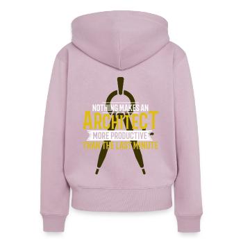 Architecte Cadeau Profession Architecture Emploi Architecte - Sweat à capuche zippé Premium bio Femme - rose poudré - Dos - Julia (174cm)