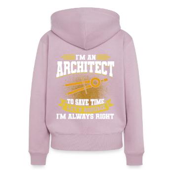Architecte Cadeau Profession Architecture Emploi Architecte - Sweat à capuche zippé Premium bio Femme - rose poudré - Dos - Julia (174cm)