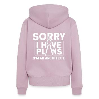 Architecte Cadeau Profession Architecture Emploi Architecte - Sweat à capuche zippé Premium bio Femme - rose poudré - Dos - Julia (174cm)