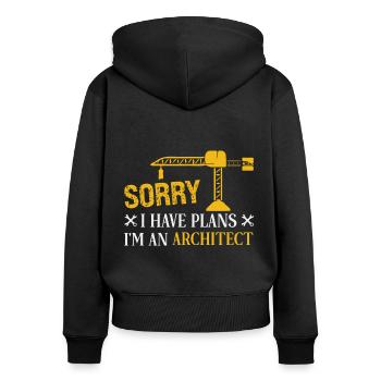 Architecte Cadeau Profession Architecture Emploi Architecte - Sweat à capuche zippé Premium bio Femme - noir - Dos - Julia (174cm)