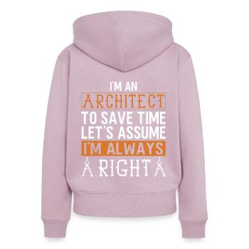 Architecte Cadeau Profession Architecture Emploi Architecte - Sweat à capuche zippé Premium bio Femme - rose poudré - Dos - Julia (174cm)