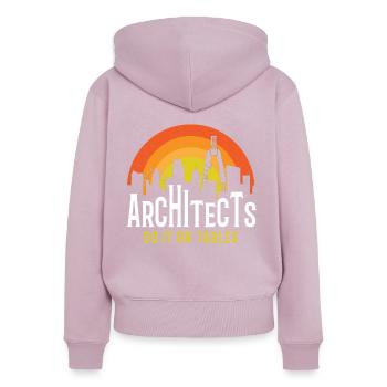 Architecte Cadeau Profession Architecture Emploi Architecte - Sweat à capuche zippé Premium bio Femme - rose poudré - Dos - Julia (174cm)
