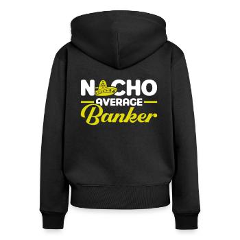 Bänker Bank Geld Banker - Frauen Premium Bio Zip Hoodie - Schwarz - Hinten - Julia (174cm)