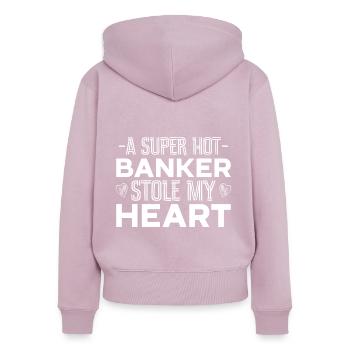 Bänker Bank Geld Banker - Frauen Premium Bio Zip Hoodie - Altrosa - Hinten - Julia (174cm)
