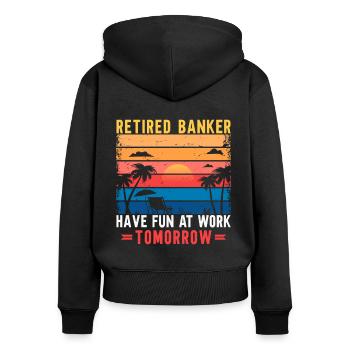 Banquier Banque Argent Banquier - Sweat à capuche zippé Premium bio Femme - noir - Dos - Julia (174cm)