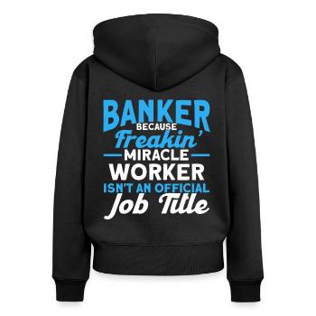 Banquier Banque Argent Banquier - Sweat à capuche zippé Premium bio Femme - noir - Dos - Julia (174cm)