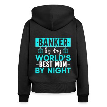 Bänker Bank Geld Banker - Frauen Premium Bio Zip Hoodie - Schwarz - Hinten - Julia (174cm)