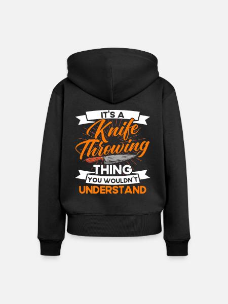 Messerwurfscheibe Geschenk Messerwerfer - Frauen Premium Bio Zip Hoodie - Schwarz