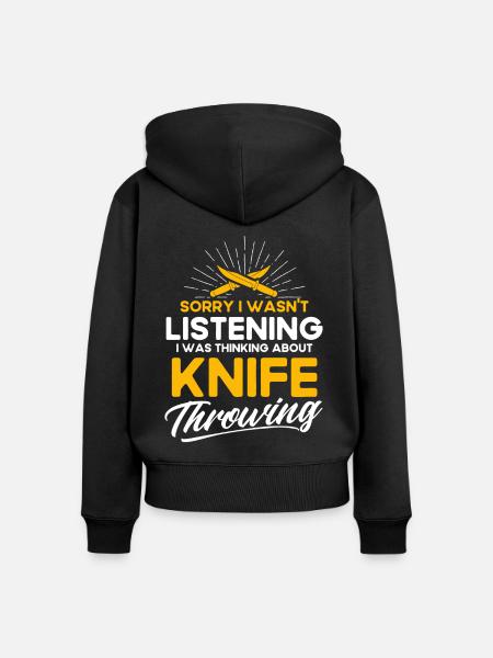 Messerwurfscheibe Geschenk Messerwerfer - Frauen Premium Bio Zip Hoodie - Schwarz