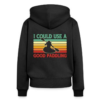 Kajak Kajakfahrer Kanu Outdoor Wasserkajak - Frauen Premium Bio Zip Hoodie - Schwarz - Hinten - Julia (174cm)
