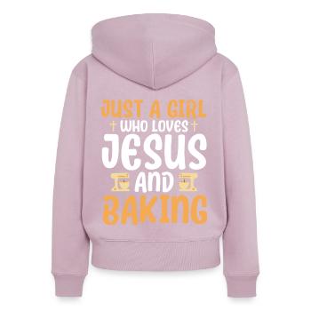 Bread Baking Gift Bakery Quote Baker - Women's Premium Organic Zip Hoodie - dusky pink - Back - Julia (174cm)