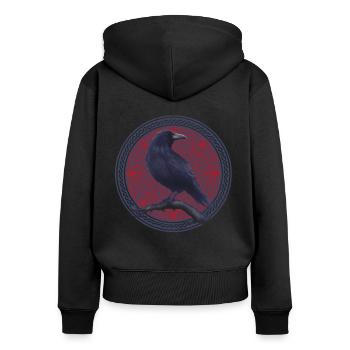 Celtes celtiques corbeaux - Sweat à capuche zippé Premium bio Femme - noir - Dos - Julia (174cm)