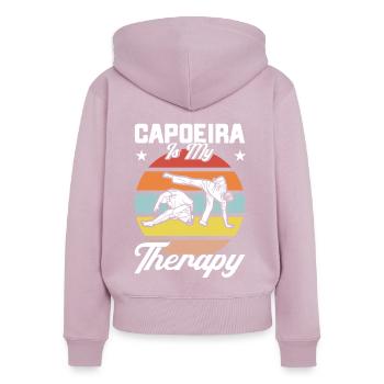 Capoeira Cadeau Brésil Arts Martiaux Capoeira - Sweat à capuche zippé Premium bio Femme - rose poudré - Dos - Julia (174cm)