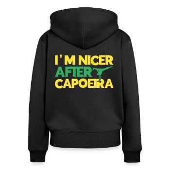 Capoeira Cadeau Brésil Arts Martiaux Capoeira - Sweat à capuche zippé Premium bio Femme - noir - Dos - Julia (174cm)