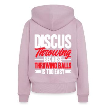 Discus Throw Discus Thrower Cadeau - Sweat à capuche zippé Premium bio Femme - rose poudré - Dos - Julia (174cm)