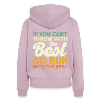 Discus Throw Discus Thrower Cadeau - Sweat à capuche zippé Premium bio Femme - rose poudré - Dos - Julia (174cm)