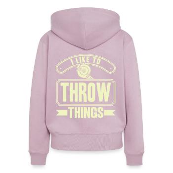Discus Throw Discus Thrower Cadeau - Sweat à capuche zippé Premium bio Femme - rose poudré - Dos - Julia (174cm)