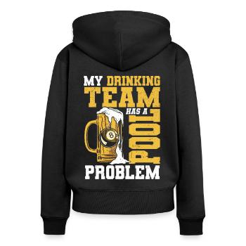 Billard Geschenkidee Billardspieler Pool Snooker - Frauen Premium Bio Zip Hoodie - Schwarz - Hinten - Julia (174cm)
