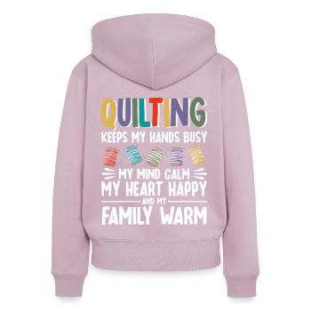 Quilten Geschenk Nähen Stricken Quilter - Frauen Premium Bio Zip Hoodie - Altrosa - Hinten - Julia (174cm)
