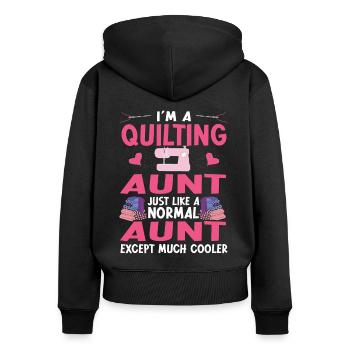 Quilten Geschenk Nähen Stricken Quilter - Frauen Premium Bio Zip Hoodie - Schwarz - Hinten - Julia (174cm)