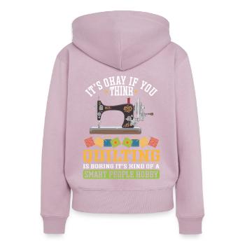 Quilten Geschenk Nähen Stricken Quilter - Frauen Premium Bio Zip Hoodie - Altrosa - Hinten - Julia (174cm)
