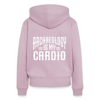 Archéologue Gift Archéologie - Sweat à capuche zippé Premium bio Femme - rose poudré - Dos - Julia (174cm)