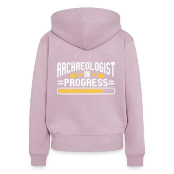 Archéologue Gift Archéologie - Sweat à capuche zippé Premium bio Femme - rose poudré - Dos - Julia (174cm)