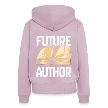 Autor Geschenk Spruch Bücherwurm Schriftsteller - Frauen Premium Bio Zip Hoodie - Altrosa - Hinten - Julia (174cm)