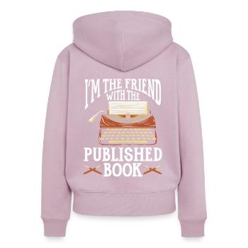 Autor Geschenk Spruch Bücherwurm Schriftsteller - Frauen Premium Bio Zip Hoodie - Altrosa - Hinten - Julia (174cm)