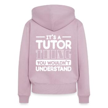 Tuteur Cadeau Tuteur - Sweat à capuche zippé Premium bio Femme - rose poudré - Dos - Julia (174cm)