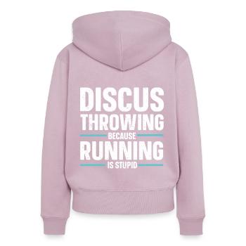 Diskuswerfer Leichtathletik Scheibenwurf - Frauen Premium Bio Zip Hoodie - Altrosa - Hinten - Julia (174cm)