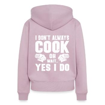 Chef Chef de cuisine - Sweat à capuche zippé Premium bio Femme - rose poudré - Dos - Julia (174cm)